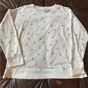 XL Vineyard Vines All-Over Print Sweatshirt “gender reveal” pink and blue whale